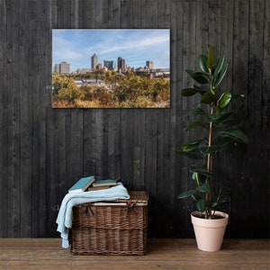 Fall Port of Memphis - Matte Finish - 24&quot; x 36&quot; Canvas - Memphis - Wall Decor - Photography Prints - Wall Art - River - Skyline