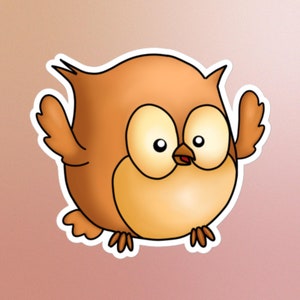 Bonita pegatina de búho, pájaro adorable, amante de los búhos, caprichosa, inspirada en la naturaleza, amigos del bosque, búho del bosque, regreso a clases, arte de pared para guardería, regalo