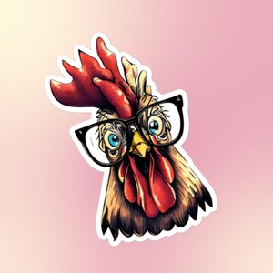 witziger Huhn Aufkleber, Schlau, Brille, Geek, Küken, ich darf ruhig aussehen, pickend, verrückt, Hahn, Coop, starren, Laptop, Notizbuch, Spaß, Geschenk