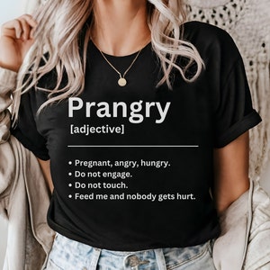 Zabawna koszulka ciążowa, Zabawna koszulka damska, ogłoszenie ciąży, w ciąży i głodna, humor ciążowy, prezent dla przyszłej mamy, baby shower