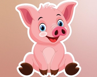 Sitting pig sticker, cute, adorable, piggy, farmhouse, barnyard, farm, farm friends, kawaii pig, adorable piglet, animal lover, planner,gift