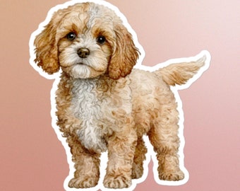 Cavapoo sticker,puppy,dog,beige,cute,dog lover,pet,kawaii,adorable,poodle mix,doggie,laptop,notebook,art,planner,cute puppy,dog dad, dog mom