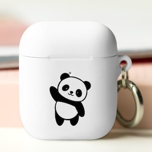 Rubber Case for AirPods®, Cute polar bear,waving bear, protective cover, kawaii, polar bear art, winter animal, phone accessory,playful,gift