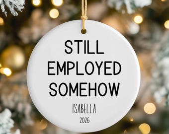 Adorno navideño divertido de compañero de trabajo, todavía empleado de alguna manera, regalo de oficina personalizado