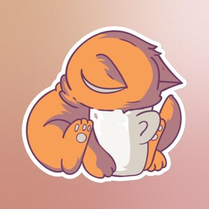 sticker chat et tasse à café, amateur de café, fatigué, animal, capricieux, toxicomane, matin, adorable, pause café, ordinateur portable, ordinateur portable, agenda, maman chat, animal de compagnie