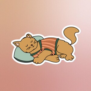Pegatina de siesta de gato, durmiendo, tranquilo, sueños de gato, somnoliento, gatito, soñando, descansando, perezoso, patas, siesta, gracioso, lindo, tranquilo, siesta de la tarde, regalo