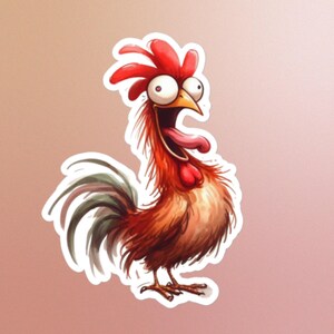 Lustiges Huhn Aufkleber, doofer Vogel, böses, schreiendes, schreiendes, schrulliges Huhn, humorvolle Geflügelkunst, bezaubernd, verspielt Bauernhof, frech, Geschenk