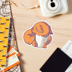 Cat Magnet, funny cat, exhausted, tired, silly, orange cat, fridge magnet, cat face, coffee cup, cute cat, cat lover gift, cat art, tabby