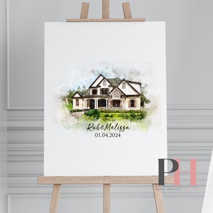 Wedding Guest Book Alternative - alternative guestbook ideas wedding venue art, wedding venue illustration digital painting watercolor art