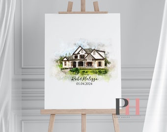 Wedding Guest Book Alternative - alternative guestbook ideas wedding venue art, wedding venue illustration digital painting watercolor art