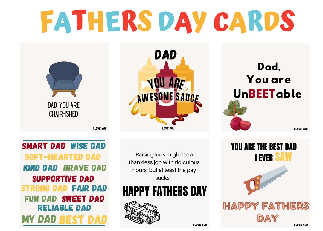 6 Fathers Day Card Printable Funny Fathers Day Etsy