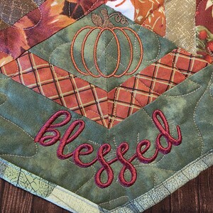 Fall Quilted Embroidered Hexagon Table Topper Runner - Etsy