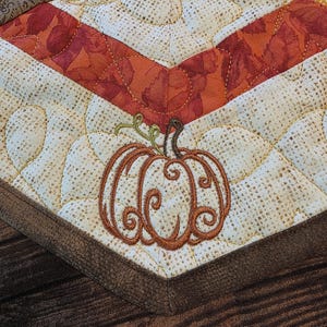 Fall Hexagon Quilted Embroidered Pumpkins Table Topper Runner - Etsy