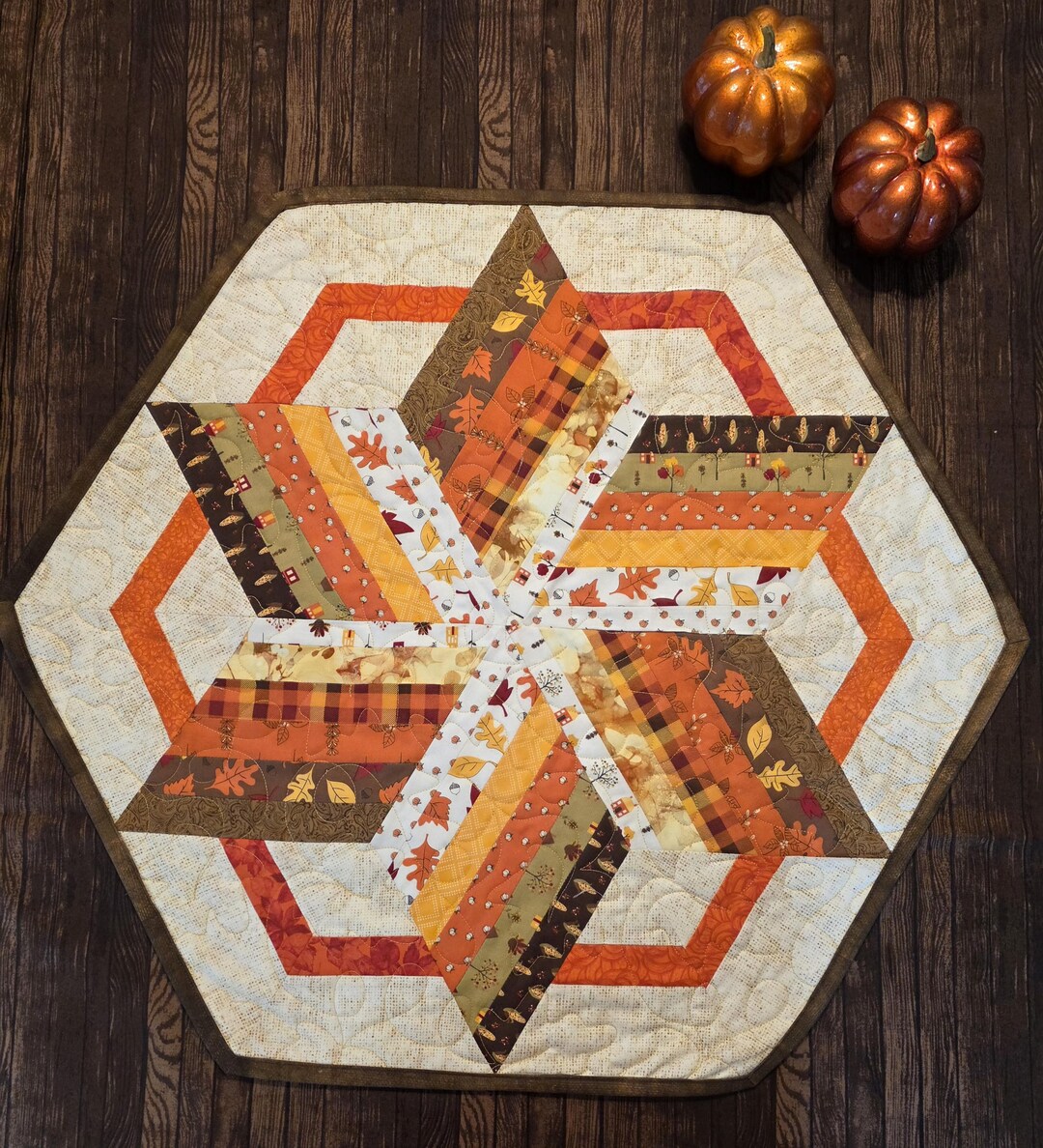 Fall Autumn Quilted Hexagon Table Topper Runner - Etsy