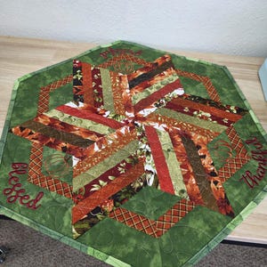 Fall Quilted Embroidered Hexagon Table Topper Runner - Etsy