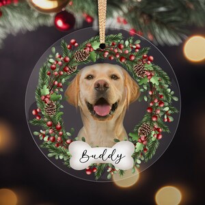 Personalized Pet Ornament, Custom Dog Christmas Ornament, Pet Memorial Ornament, Cat Christmas Photo Ornament, Pet Portrait, Glass Ornament