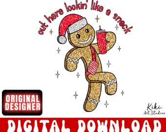 Gingerbread Man PNG: Sparkly Christmas Design (Digital Download)