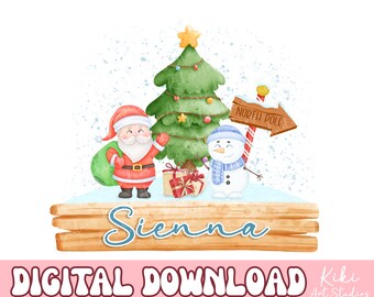 Editable Christmas Name PNG: Santa Design (Canva Template)