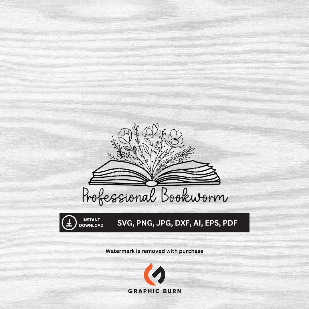 Professional Bookworm SVG | Downloadable Files | Svg, Png, Jpg, Dxf, Ai ...