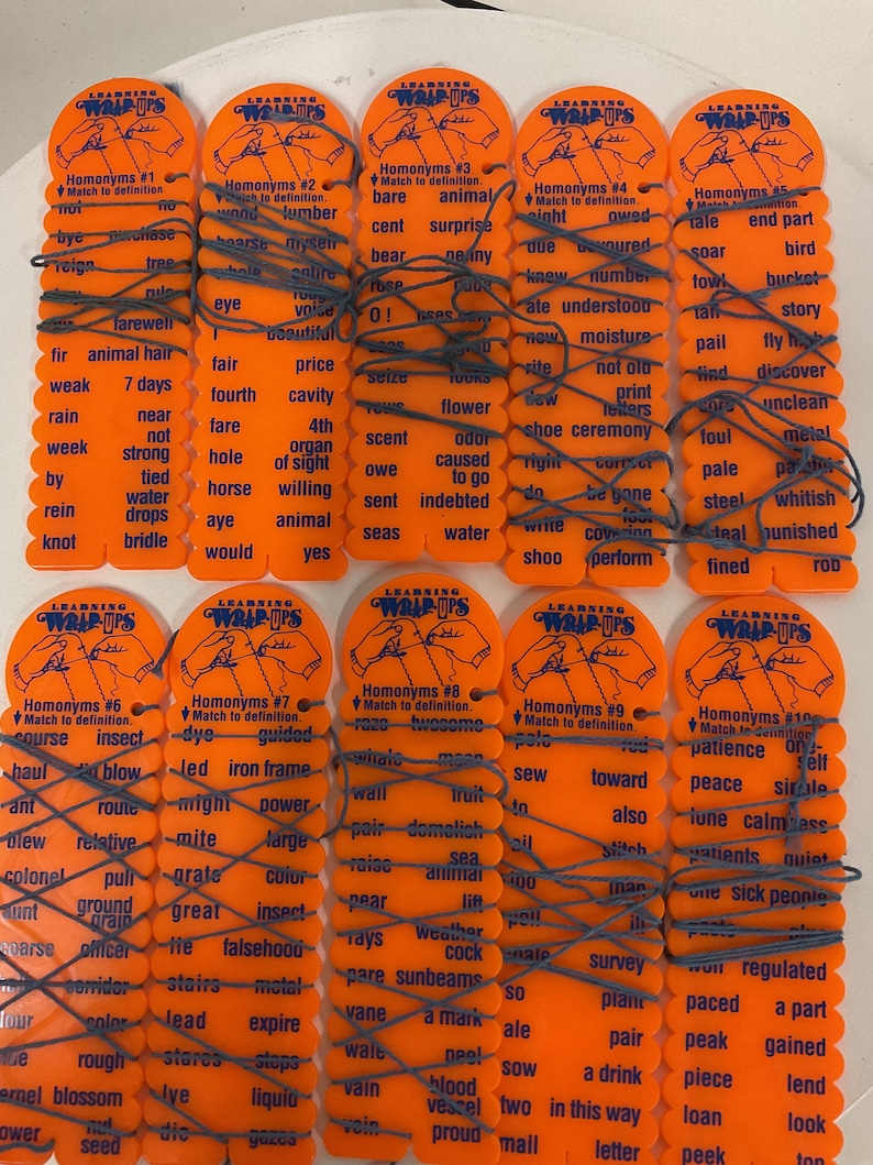 Educational Learning Wrap Ups Sets for Antonyms, Synonyms and Homonyms Etsy