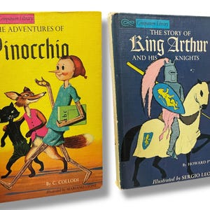 Companion Library Book - Classic Adventures of Pinocchio & King Arthur and His Knights - 2 Books in One - Vintage Book Collection - 1963