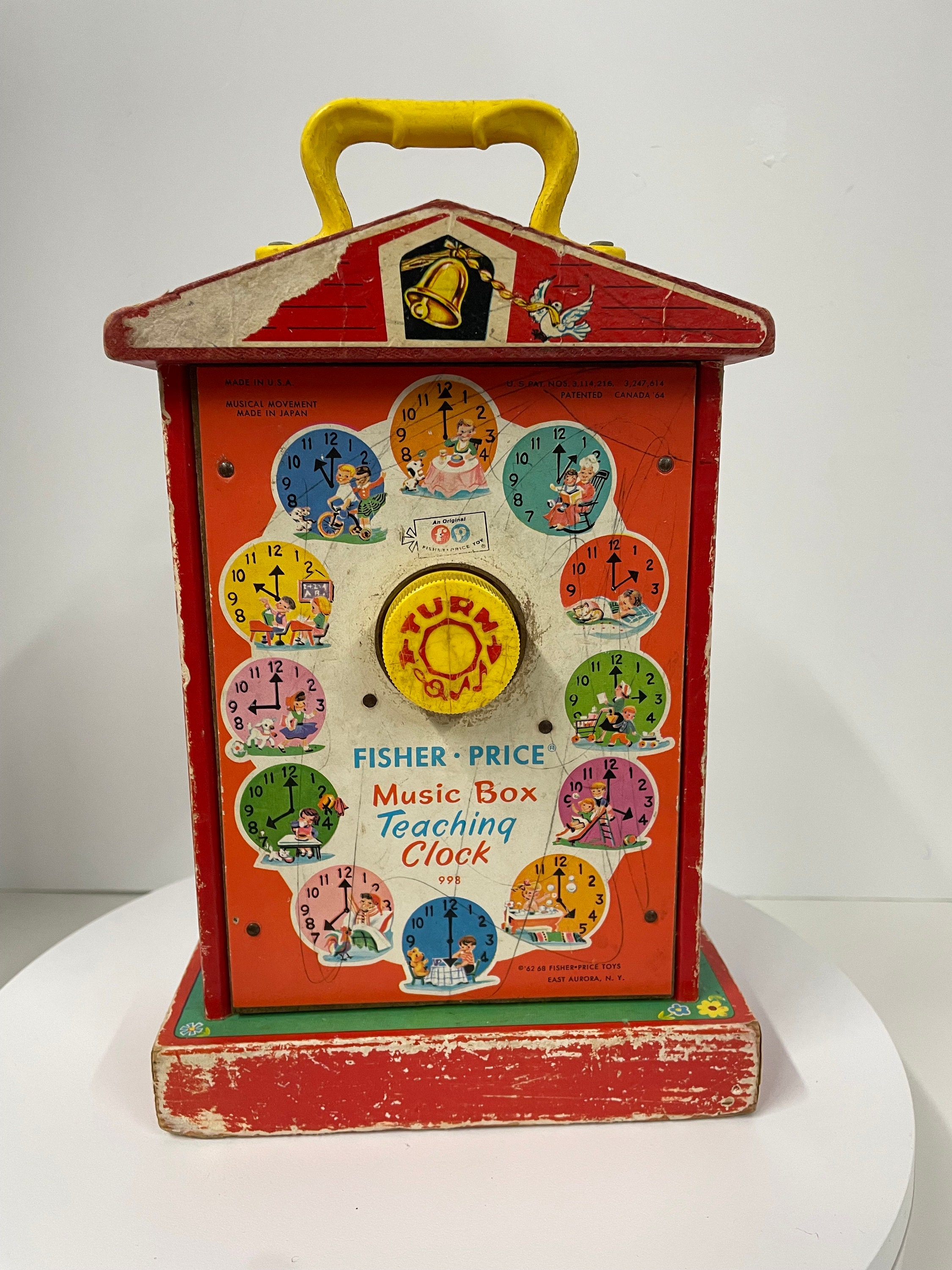 アメリカ 60年代 Fisher-Price Clock 音楽ボックス Vintage Fisher Price Music Box Teaching Clock (1960s) - Etsy