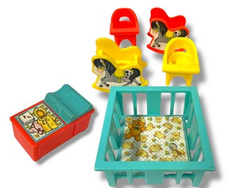 Vintage Fisher-Price Little People Furniture: 1970s Nursery Accessories