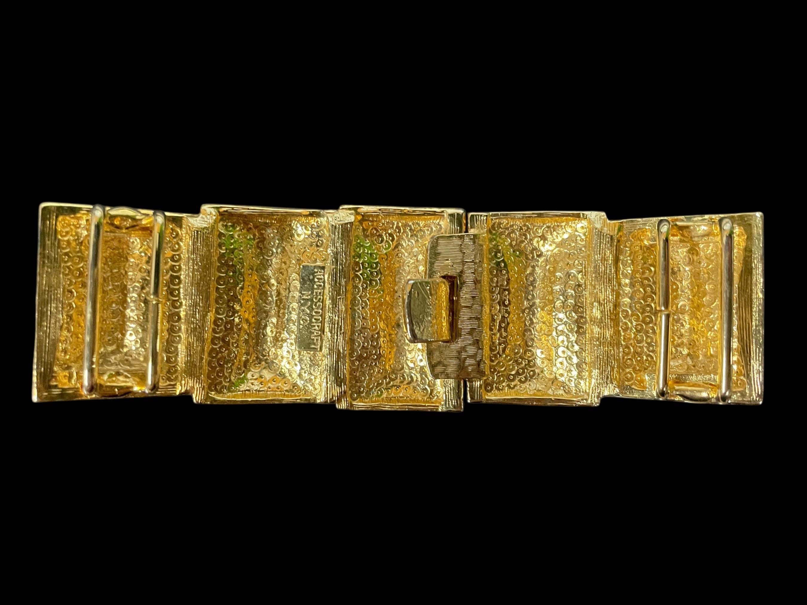 Vintage Accessocraft NYC Gold Tone Belt Buckle: Art Deco 