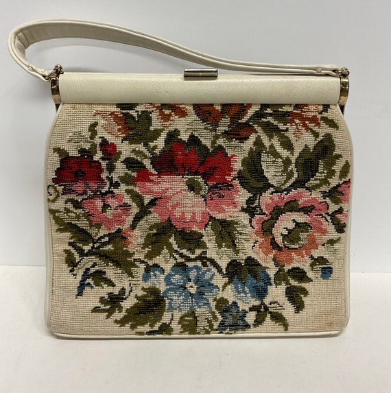 Vintage Handbag Tapestry Julius Resnick Miami JR Purse Floral 