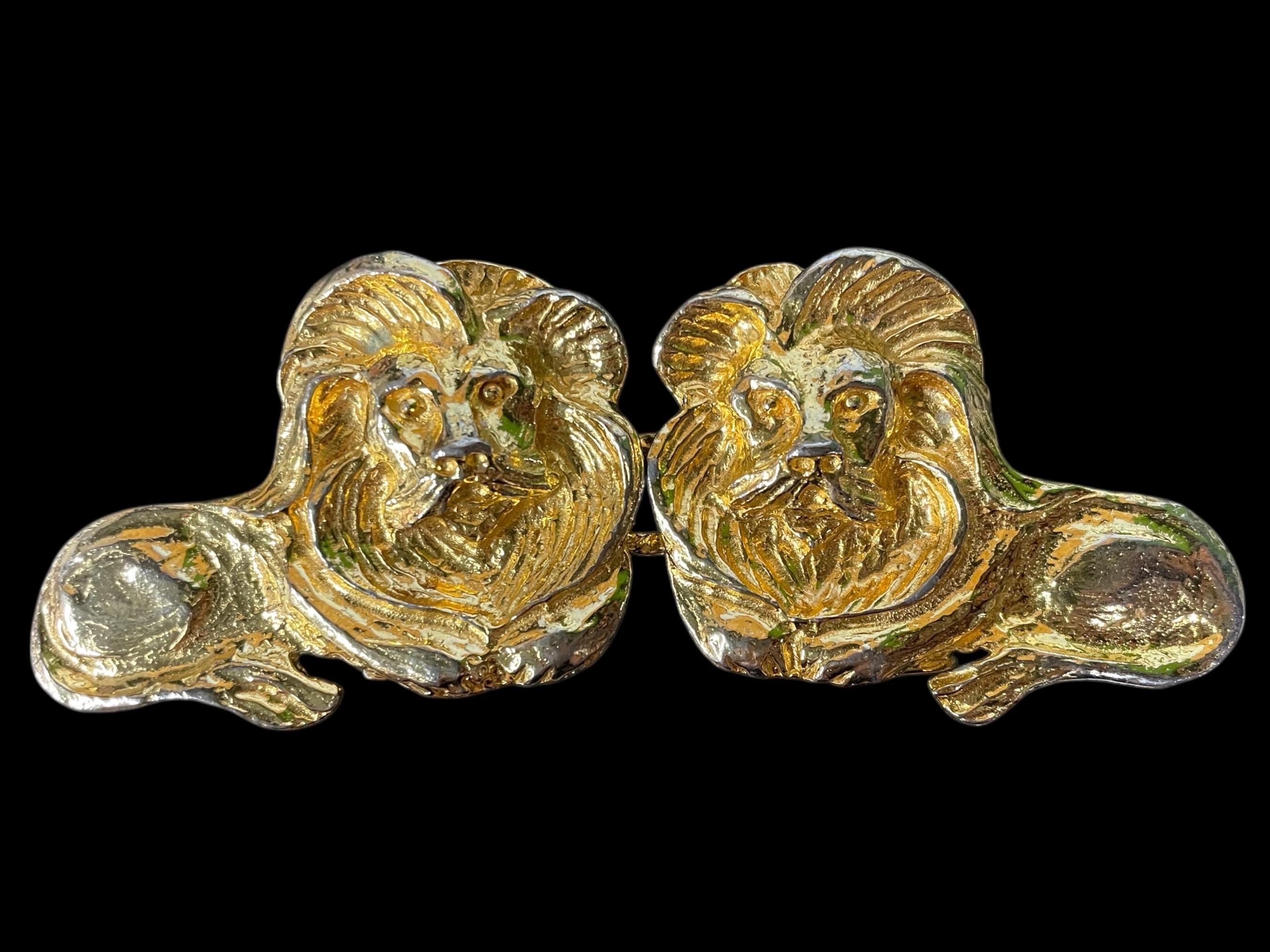 Vintage Mimi Di N Women\'s 1974 Gold Tone Lion Heads Belt & Buckles MCM Fashion MIMI di N Signed 1974 Gold Lion Head 2 main image 4