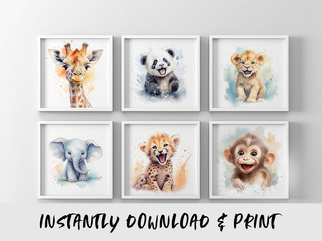 Set of 6 Cutest Baby Animal Square Prints, Printable Wall Art ...