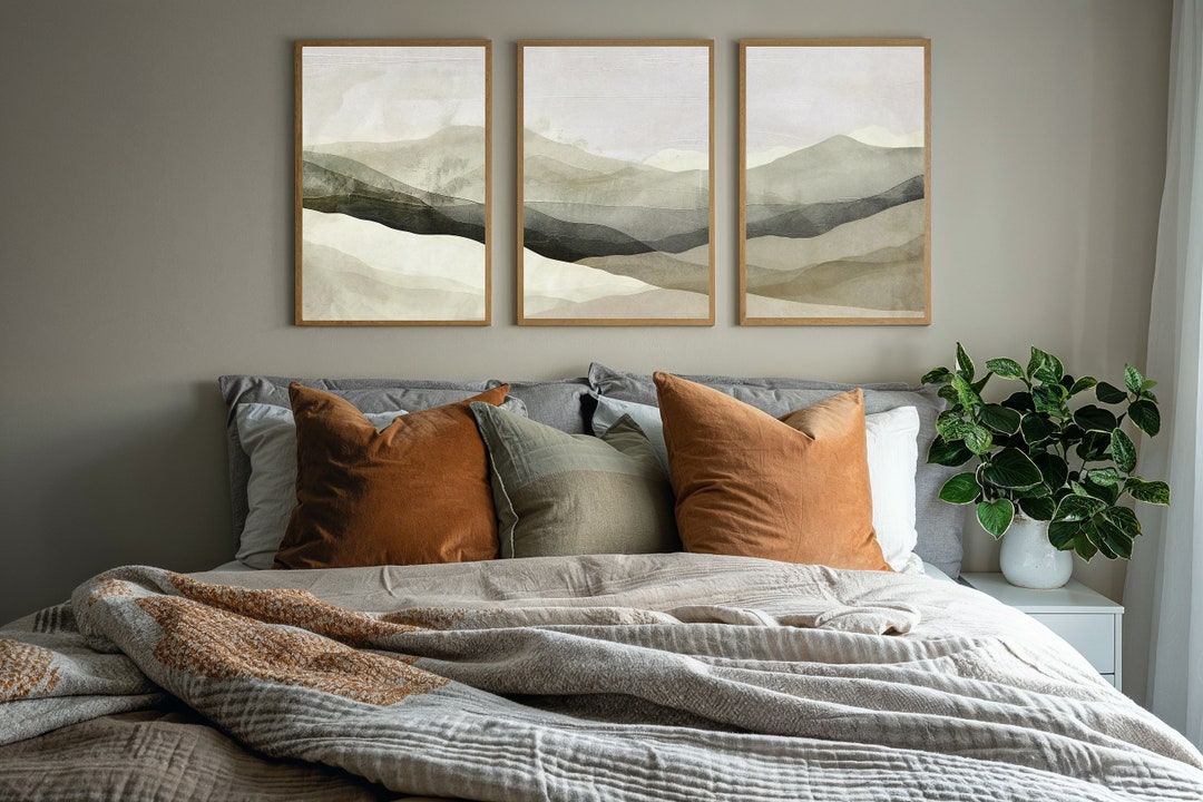 Abstract Art Print Set of 3, Modern Green Abstract Gallery Wall Art ...