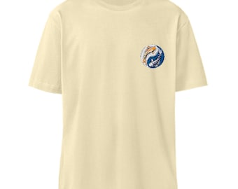 Koi Fisch Yin-Yang T-Shirt, Japanisches Minimal Design, Unisex Trend, S-3XL - Fuser Relaxed Shirt ST/ST mit Stick