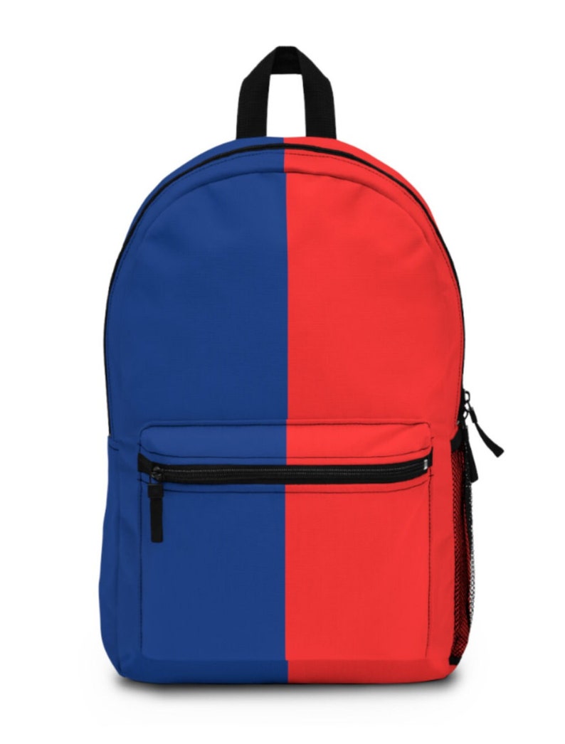 Multi-color Backpack, Racing Stripe Backpack, Two-tone Backpack, School ...