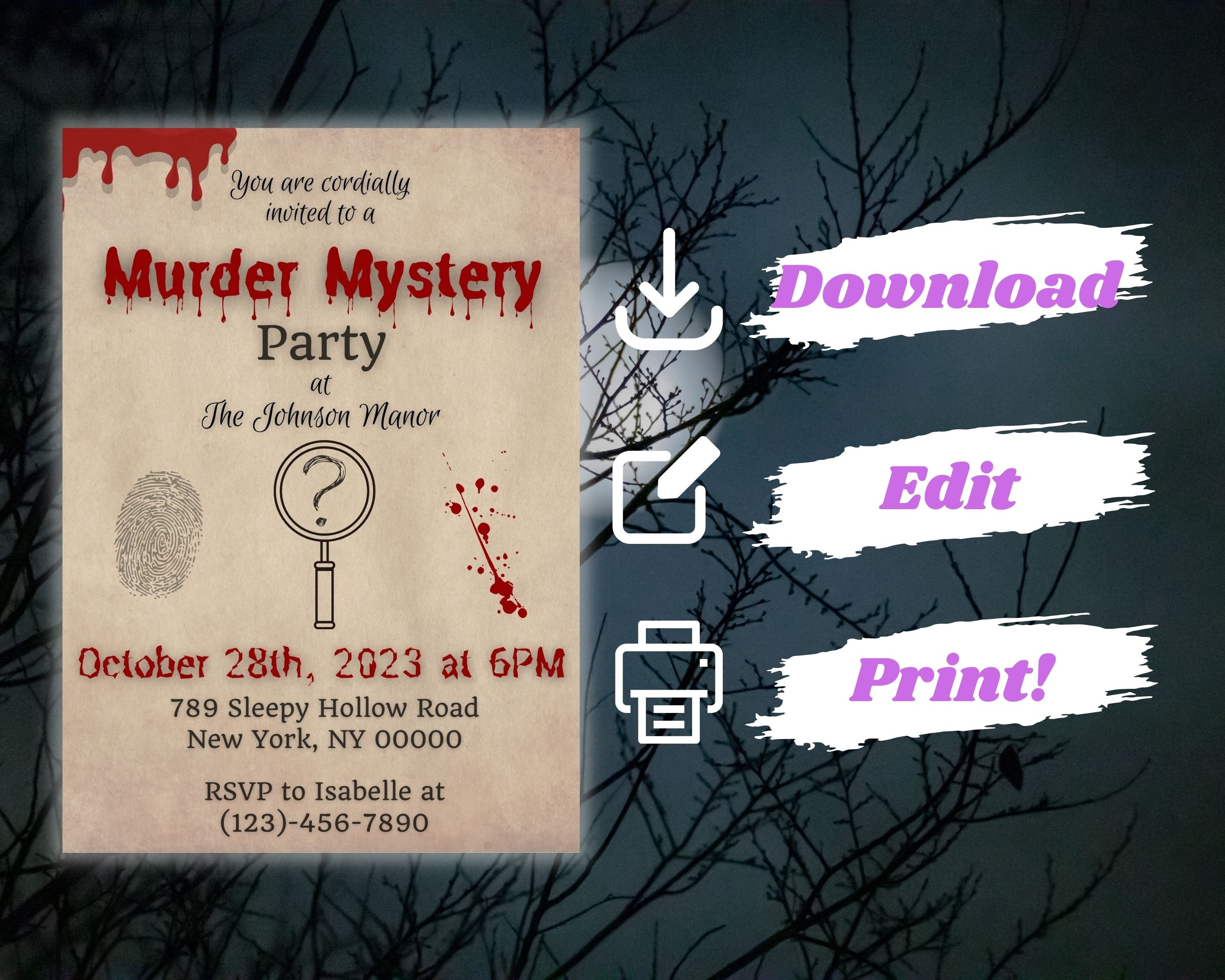 Murder Mystery Party Invitation Template Murder Myster Dinner