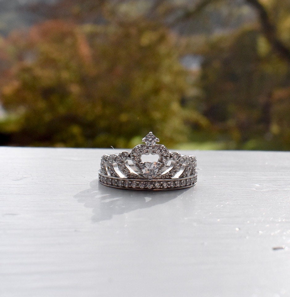 Sterling Silver Princess Crown Ring | 925 Sterling Silver Tiara Ring