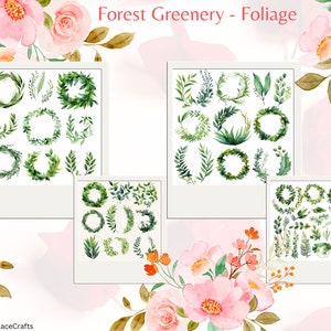 Forest Greenery - Foliage - Watercolor Greenery Clipart - Greenery Foliage - Greenery Arrangements - Greenery Watercolor - Instant Download