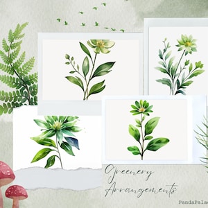 Groen arrangementen - aquarel groen clipart - groen gebladerte - groen aquarel - bosgroen - gebladerte - Instant Download