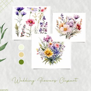 Wild Flowers Clipart - Watercolor Wild Flowers - Floral Clipart - Premade Clipart - Wedding Clipart - Spring Clipart - Wild Flowers