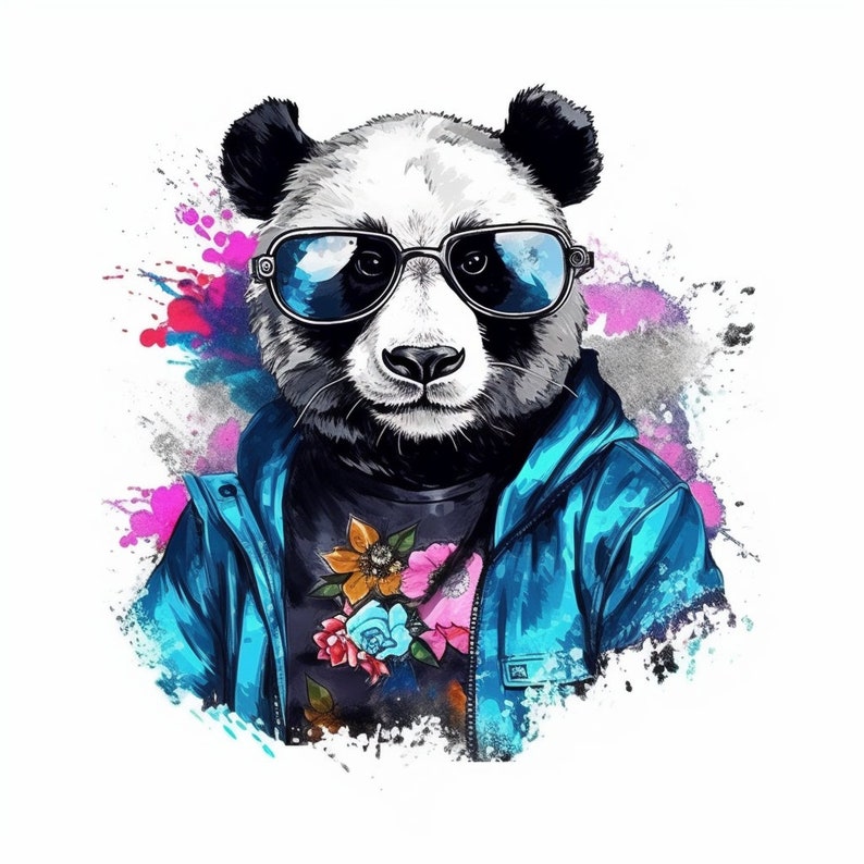 Badass Panda Clipart, Hipster Cool Panda, Hipster Panda Clipart, Panda ...