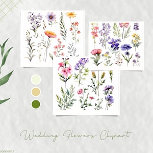 Wedding flowers Clipart - Watercolor Wild Flowers - Floral Clipart - Premade Clipart - Wedding Clipart - Spring Clipart - Wild Flowers