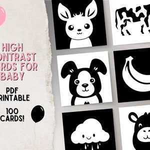 Hight Contrast Cards for Baby - PDF Vector Printable - 100 Cards