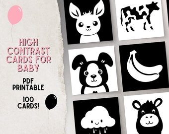 Hight Contrast Cards for Baby - PDF Vector Printable - 100 Cards
