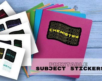 School notebook subject labels | stickers | back to school organisation | 10 subjects included | 14 PDF Printable