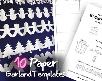 10 guirnaldas de papel - Patrones de guirnaldas de papel - Ideas de manualidades para el invierno - Descarga instantánea - Decoración navideña