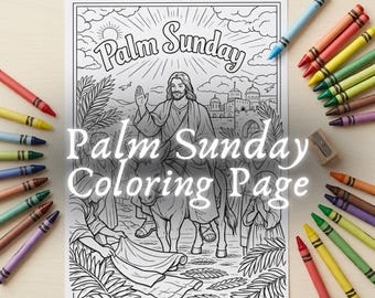 Manualidad para colorear del Domingo de Ramos, manualidad imprimible del Domingo de Ramos, actividad para la escuela dominical sobre la historia de Pascua, actividad para lecciones bíblicas para niños pequeños.