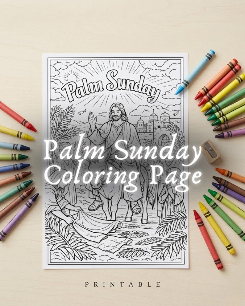 Palm Sunday Coloring Page Craft, Printable Palm Sunday Craft, Easter ...