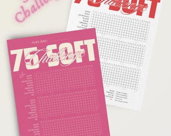 Rastreador de ejercicios, Rastreador de entrenamiento, Desafío suave de 75 minutos, Registro de actividad física, Plantilla de registro de libro de trabajo, Rastreador de actividad física, Rastreador de pérdida de peso, Entrenamiento imprimible