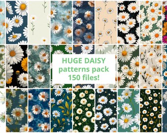 Huge Bundle Daisy Digital Paper With Daisies Digital Paper Daisy Flower Pattern Design Floral Scrapbook Paper Floral Pattern Scrapbook Paper