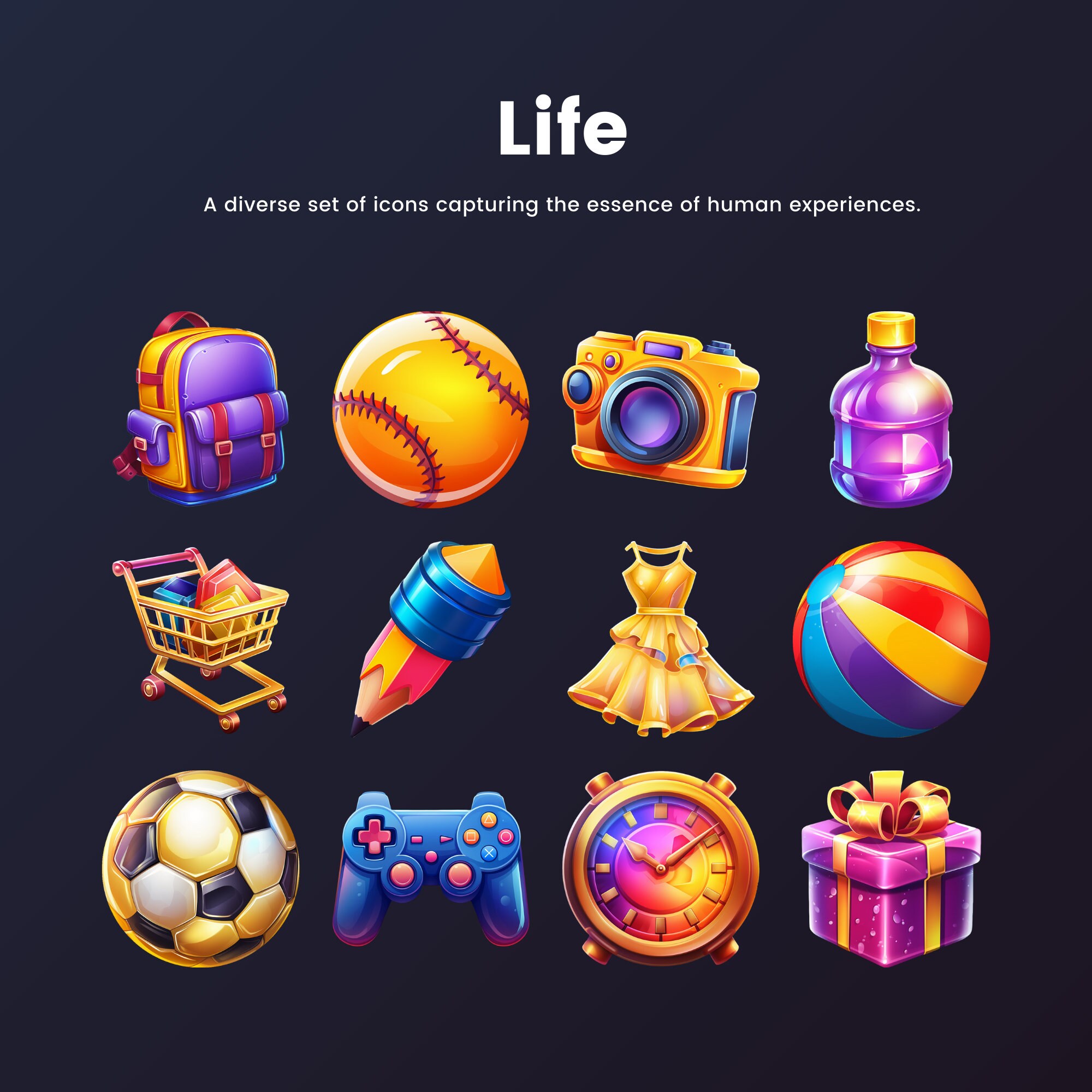 Random 2d Player Icon 2D Game Icon Pack: 72 Icons, 12 Characters, 24 Backgrounds, Colourful ...